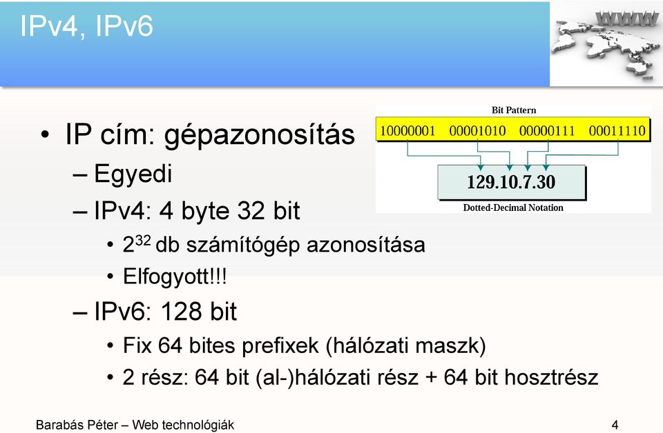 !! IPv6: 128 bit Fix 64 bites prefixek (hálózati maszk) 2