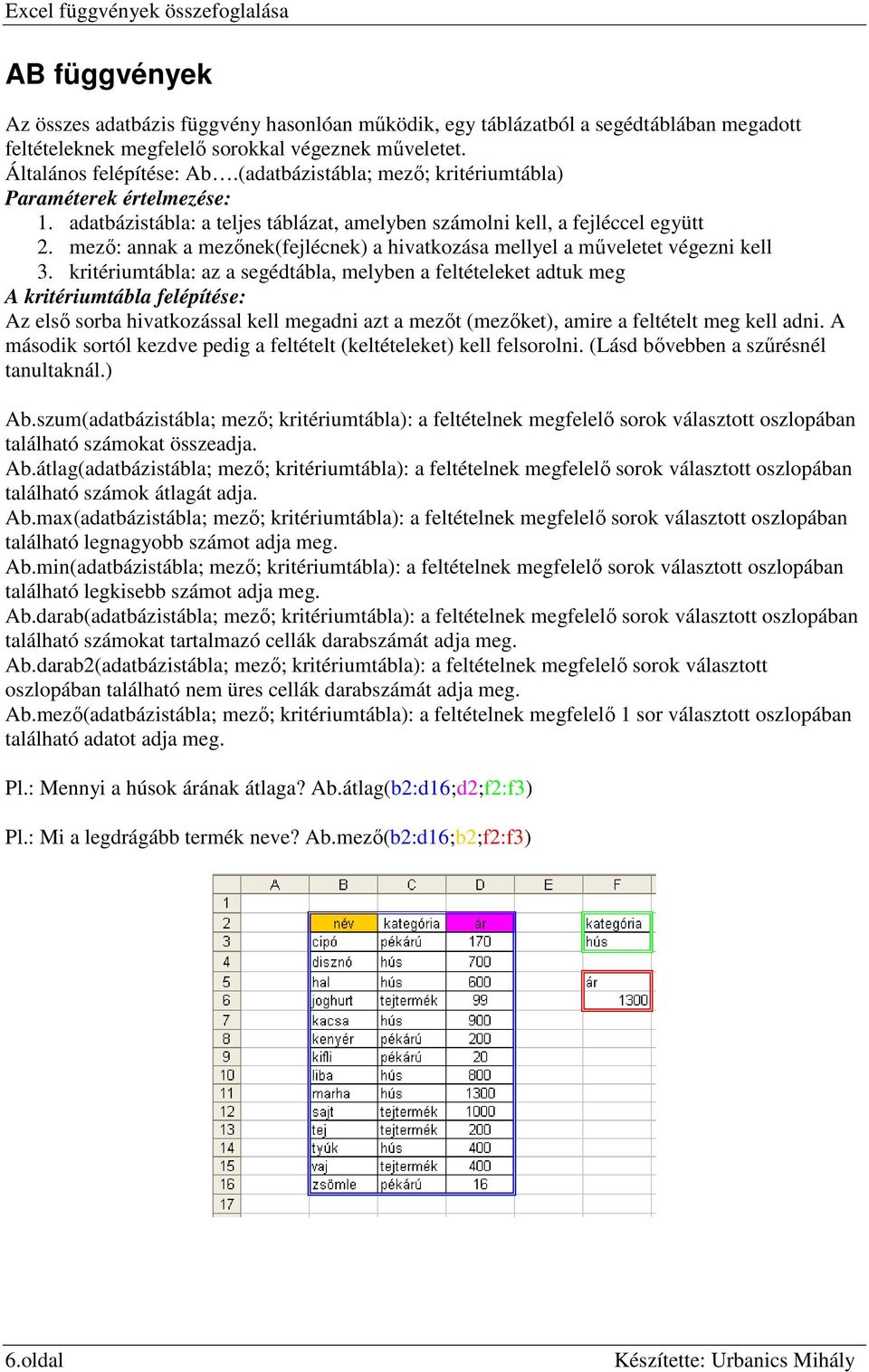 mezı: annak a mezınek(fejlécnek) a hivatkozása mellyel a mőveletet végezni kell 3.