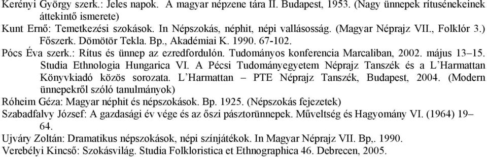 Studia Ethnologia Hungarica VI. A Pécsi Tudományegyetem Néprajz Tanszék és a L Harmattan Könyvkiadó közös sorozata. L Harmattan PTE Néprajz Tanszék, Budapest, 2004.