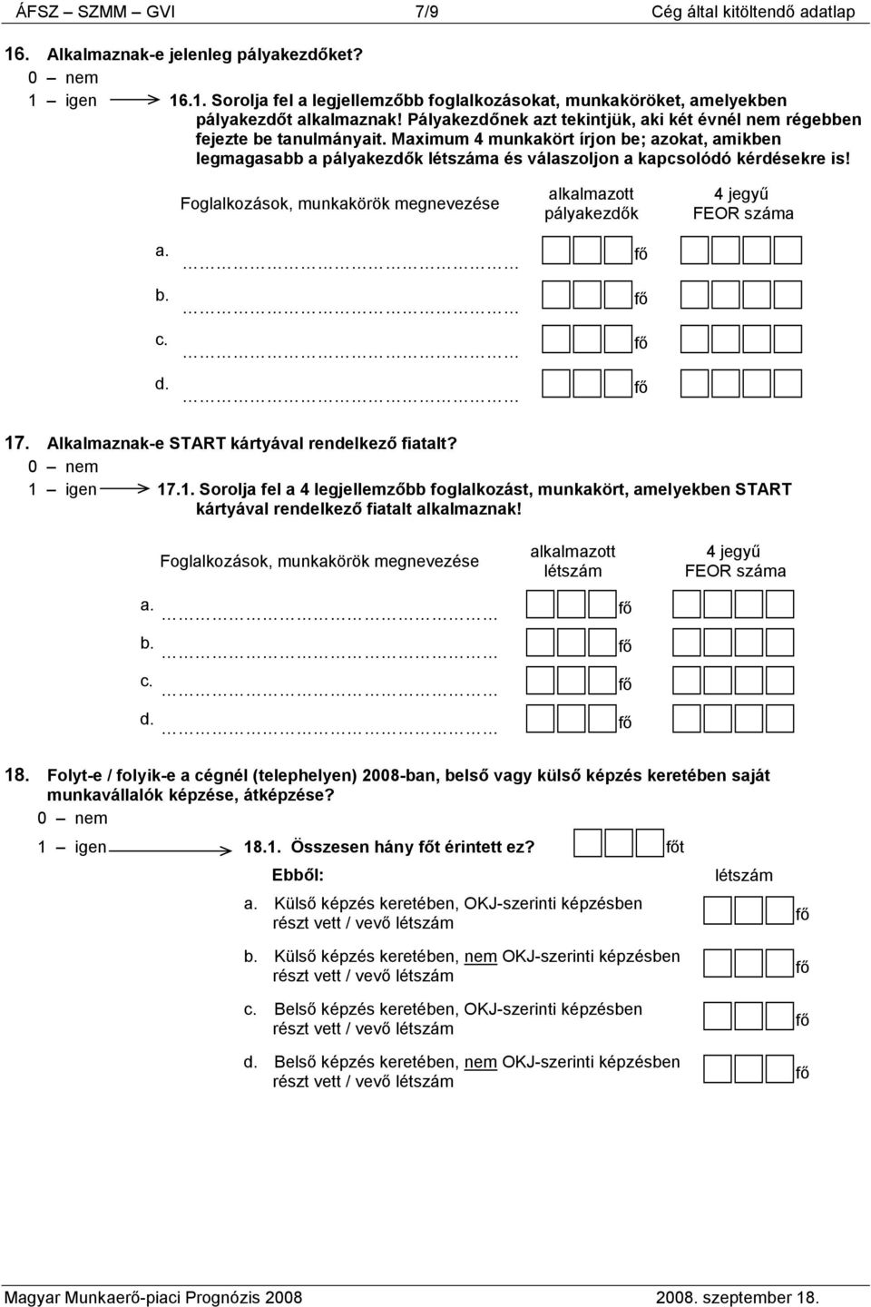 Maximum 4 munkakört írjon be; azokat, amikben legmagasabb a pályakezdők létszáma és válaszoljon a kapcsolódó kérdésekre is!