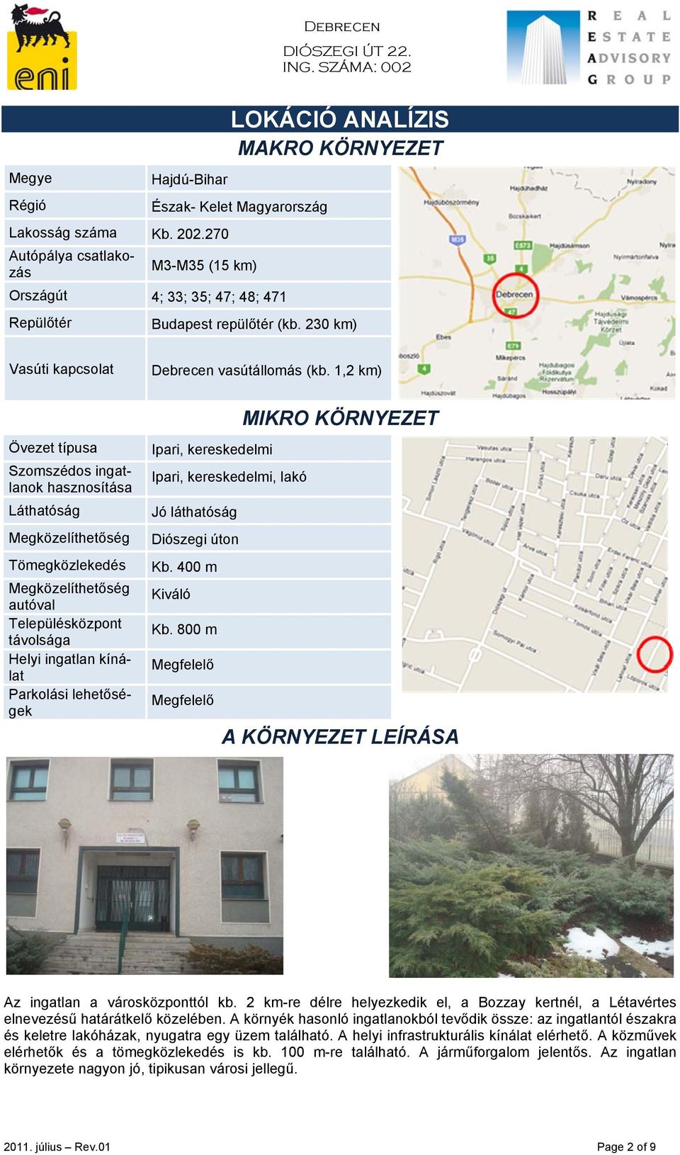 1,2 km) Övezet típusa Szomszédos ingatlanok hasznosítása Láthatóság Megközelíthetőség Tömegközlekedés Megközelíthetőség autóval Településközpont távolsága Helyi ingatlan kínálat Parkolási lehetőségek