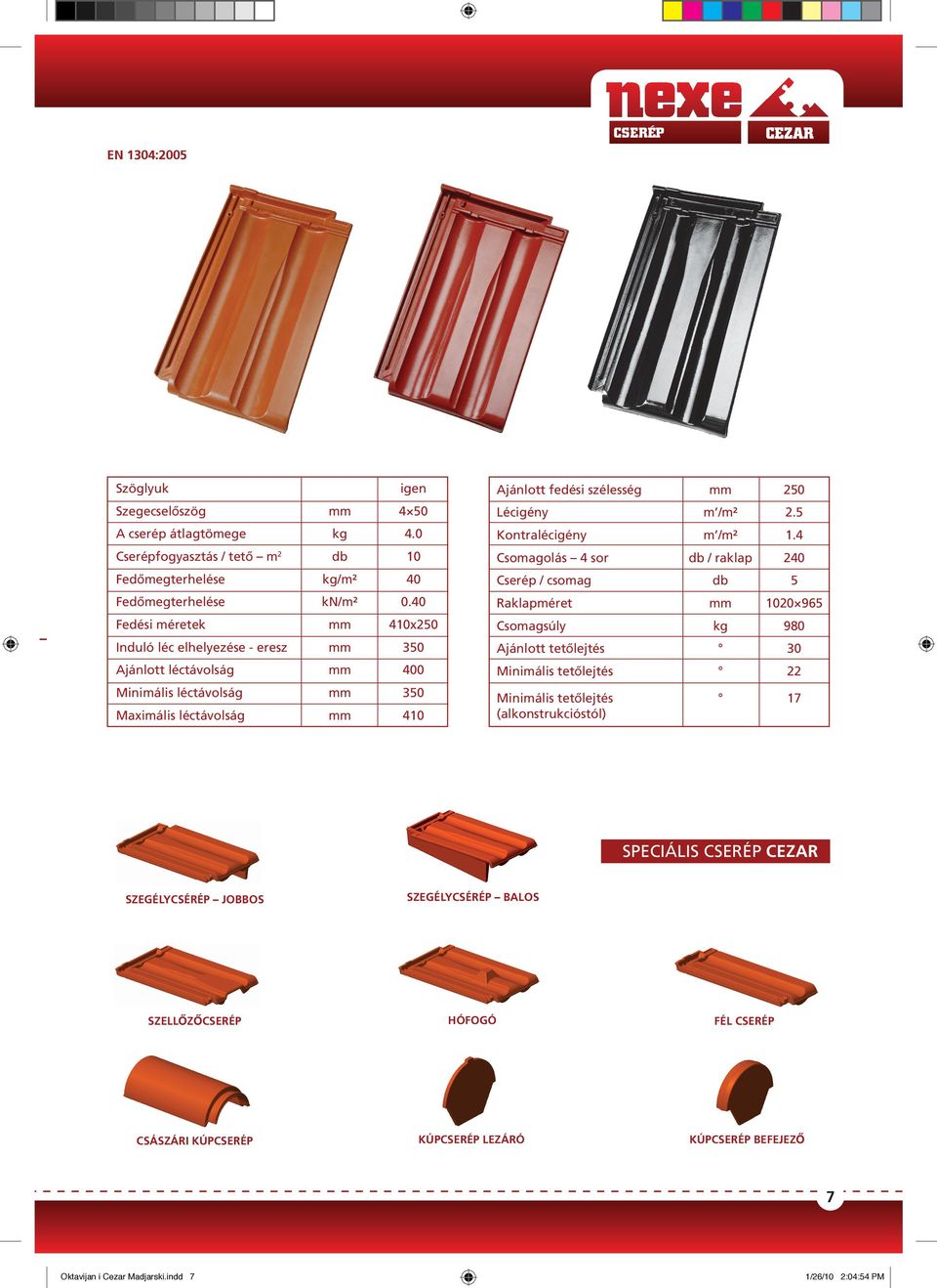 /m² 2.5 Kontralécigény m /m² 1.
