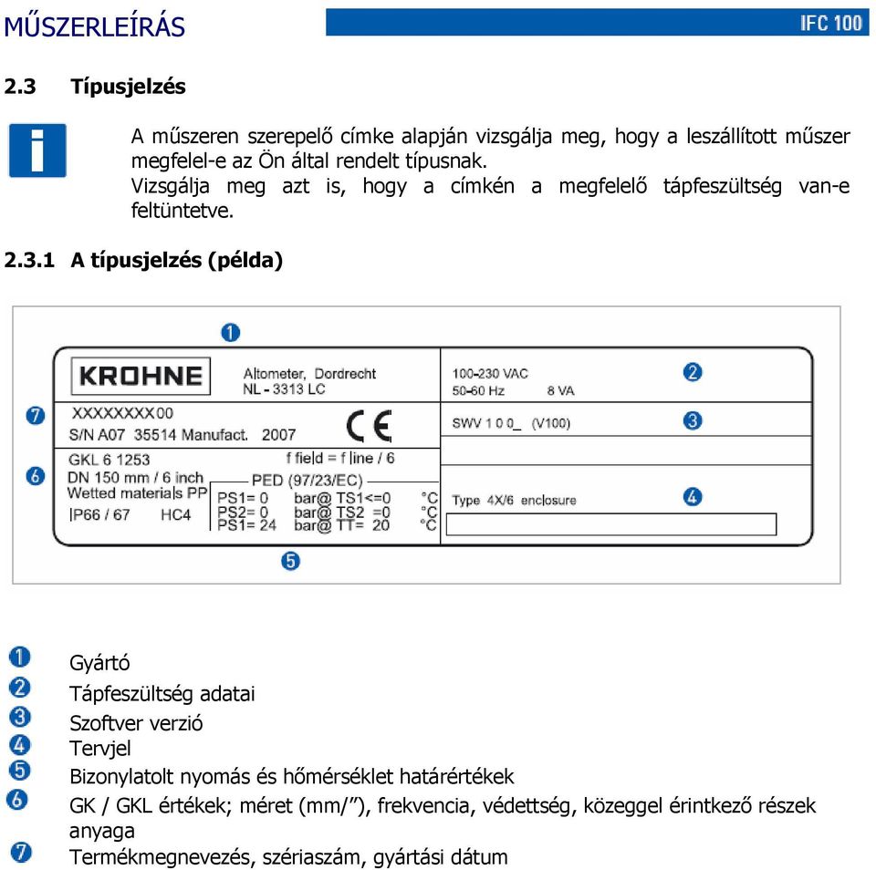 típusnak. Vizsgálja meg azt is, hogy a címkén a megfelelő tápfeszültség van-e feltüntetve. 2.3.