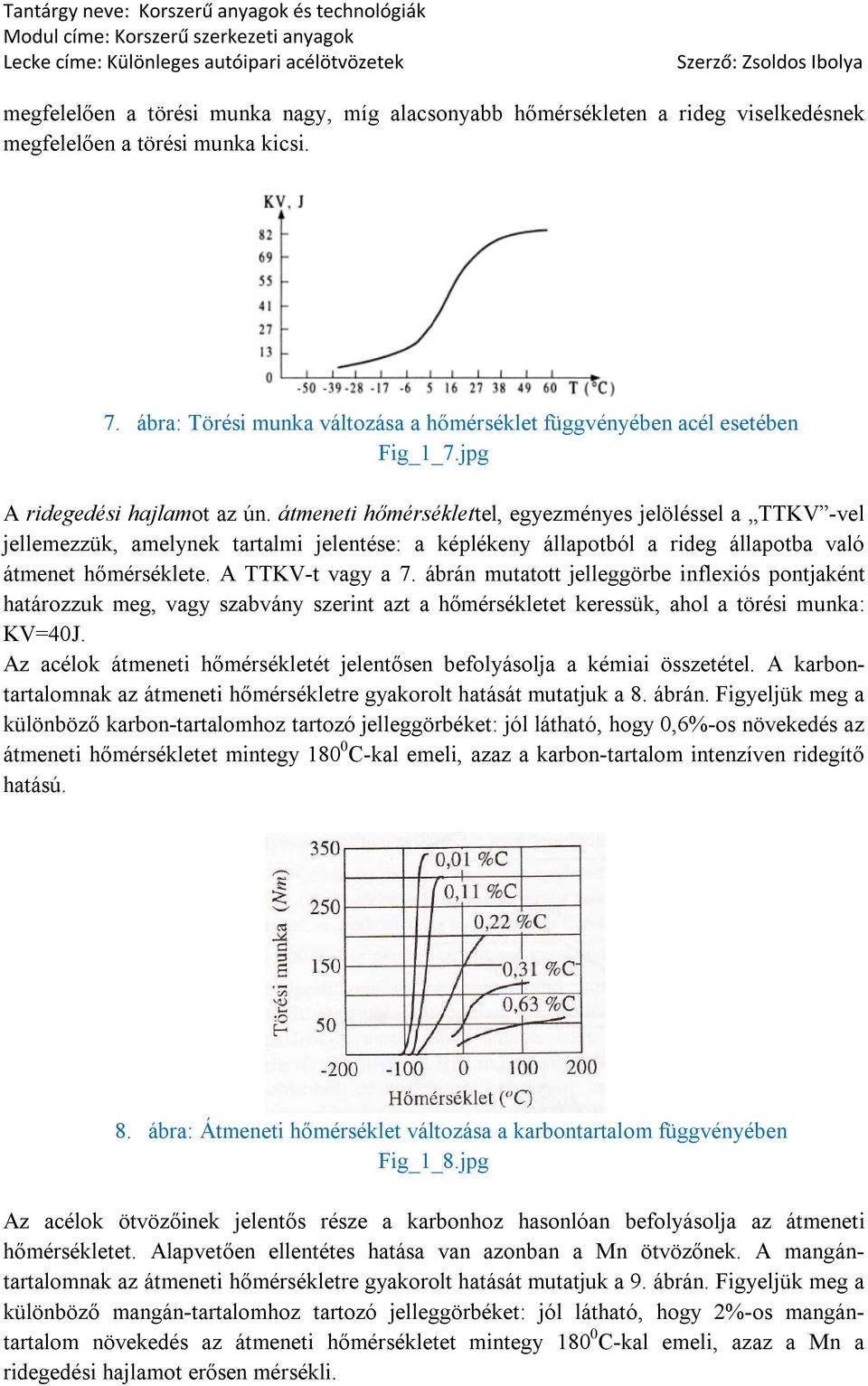 átmeneti hőmérséklettel, egyezményes jelöléssel a TTKV -vel jellemezzük, amelynek tartalmi jelentése: a képlékeny állapotból a rideg állapotba való átmenet hőmérséklete. A TTKV-t vagy a 7.