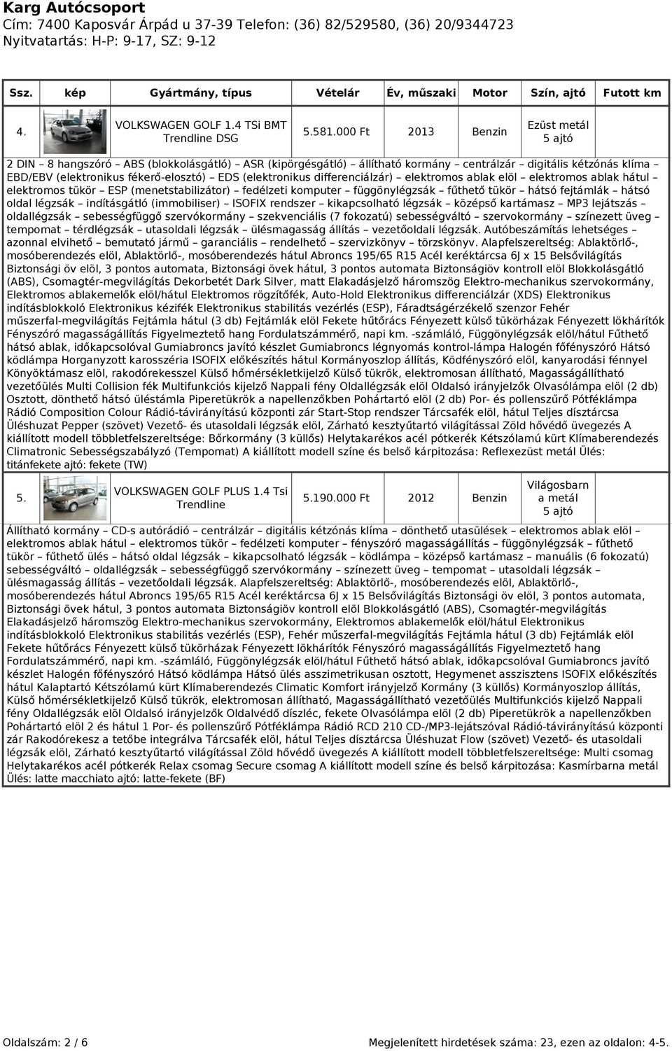 differenciálzár) elektromos ablak elöl elektromos ablak hátul elektromos tükör ESP (menetstabilizátor) fedélzeti komputer függönylégzsák fűthető tükör hátsó fejtámlák hátsó oldal légzsák indításgátló