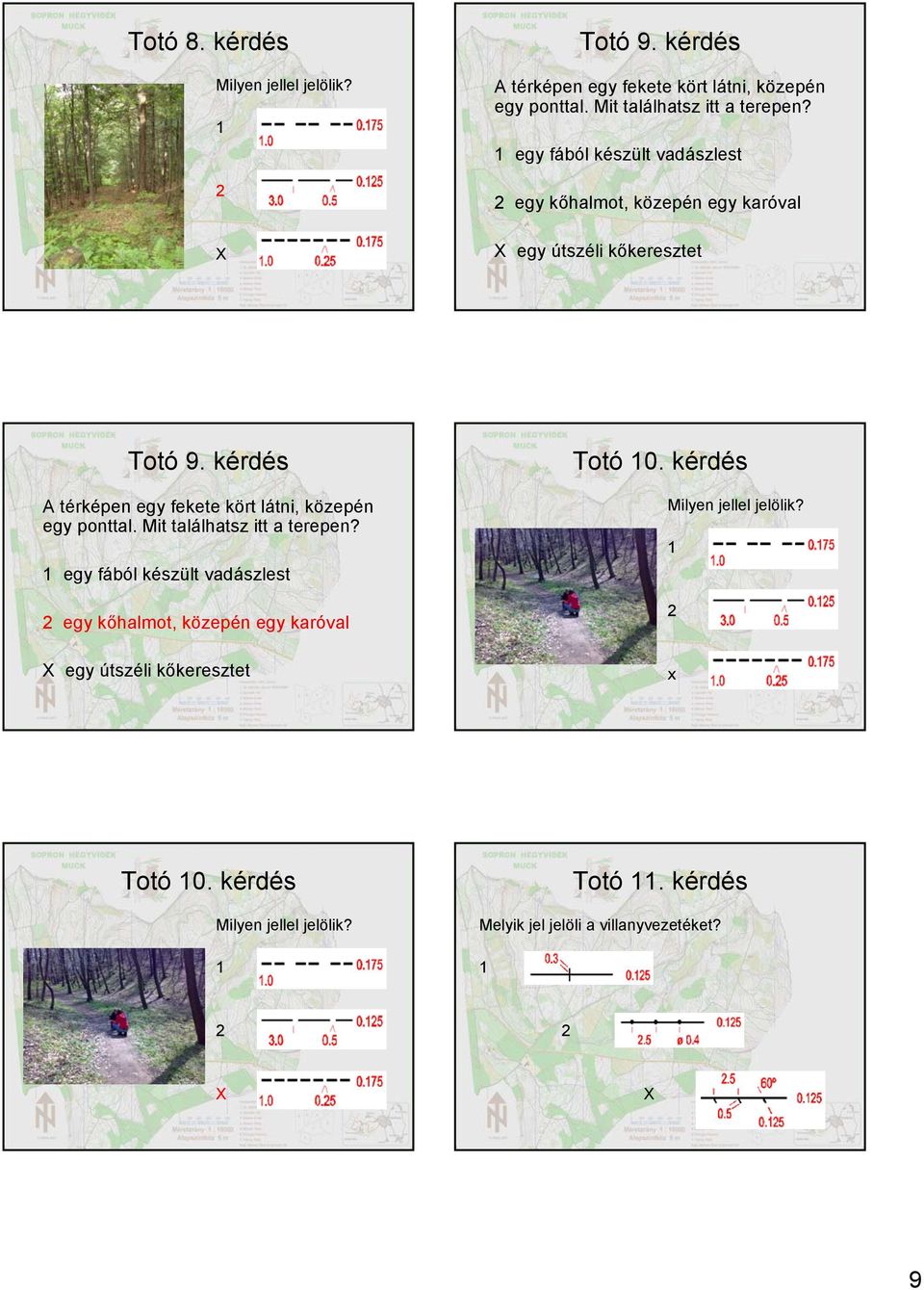 kérdés A térképen egy fekete kört látni, közepén egy ponttal. Mit találhatsz itt a terepen?