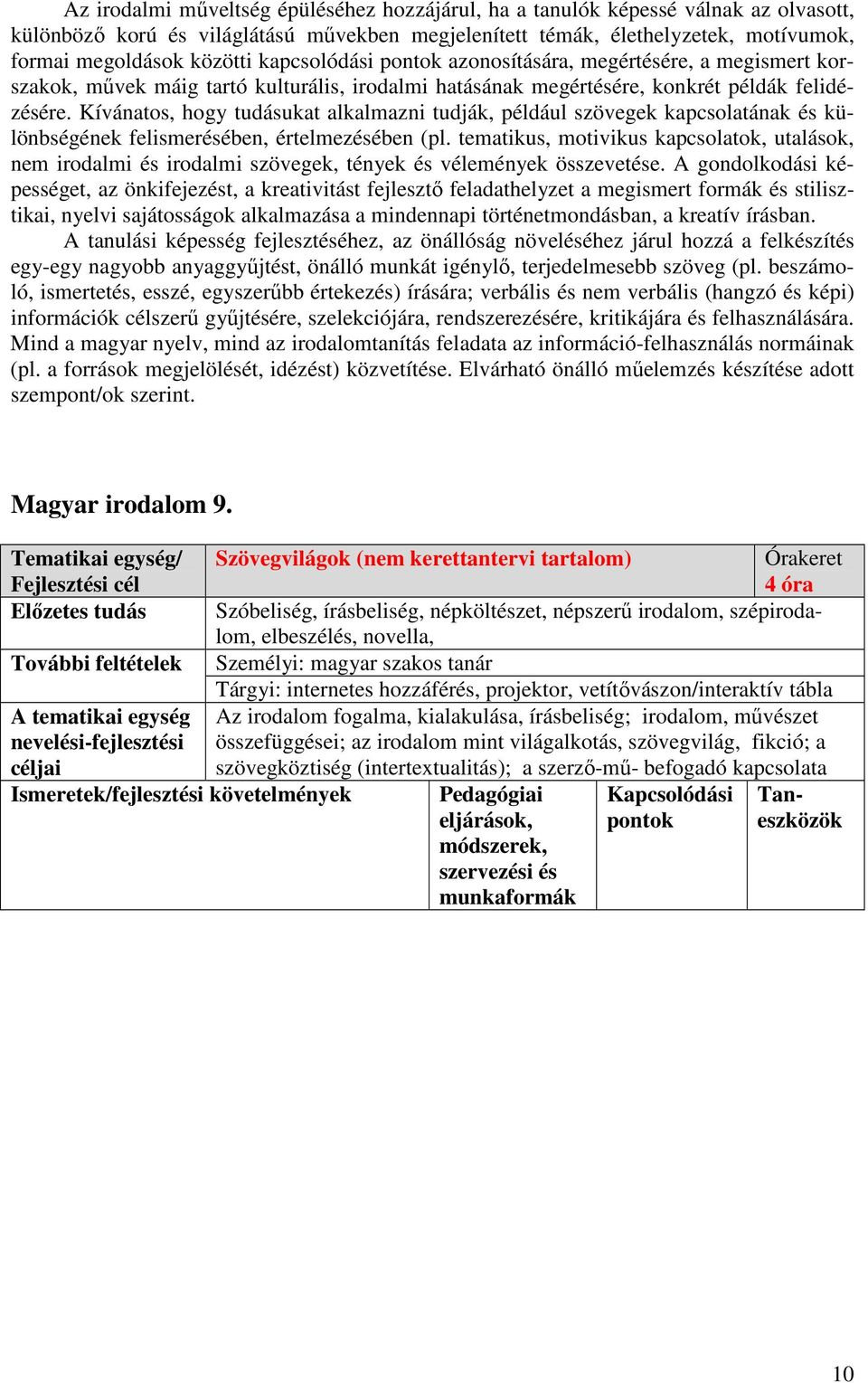 Kívánatos, hogy tudásukat alkalmazni tudják, például szövegek kapcsolatának és különbségének felismerésében, értelmezésében (pl.