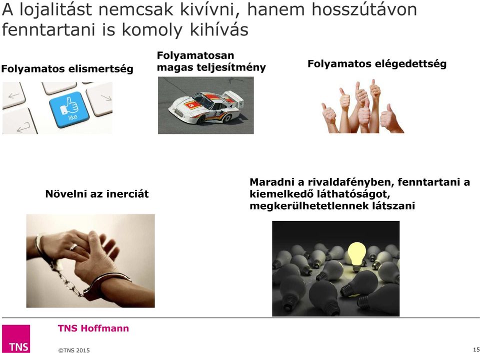 Folyamatos elégedettség Növelni az inerciát Maradni a rivaldafényben,