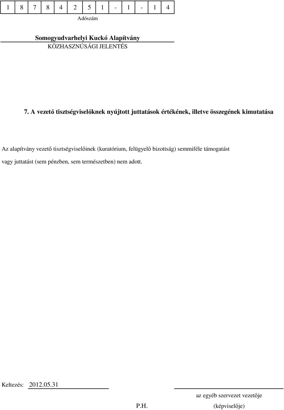 vezető tisztségviselőinek (kuratórium, felügyelő bizottság)