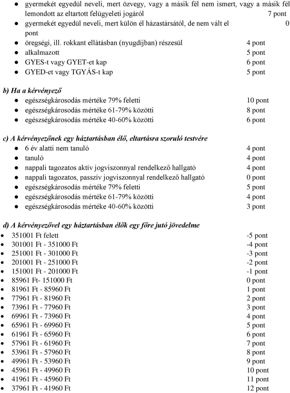 rokkant ellátásban (nyugdíjban) részesül alkalmazott GYES-t vagy GYET-et kap GYED-et vagy TGYÁS-t kap b) Ha a kérvényező egészségkárosodás mértéke 79% feletti egészségkárosodás mértéke 61-79% közötti