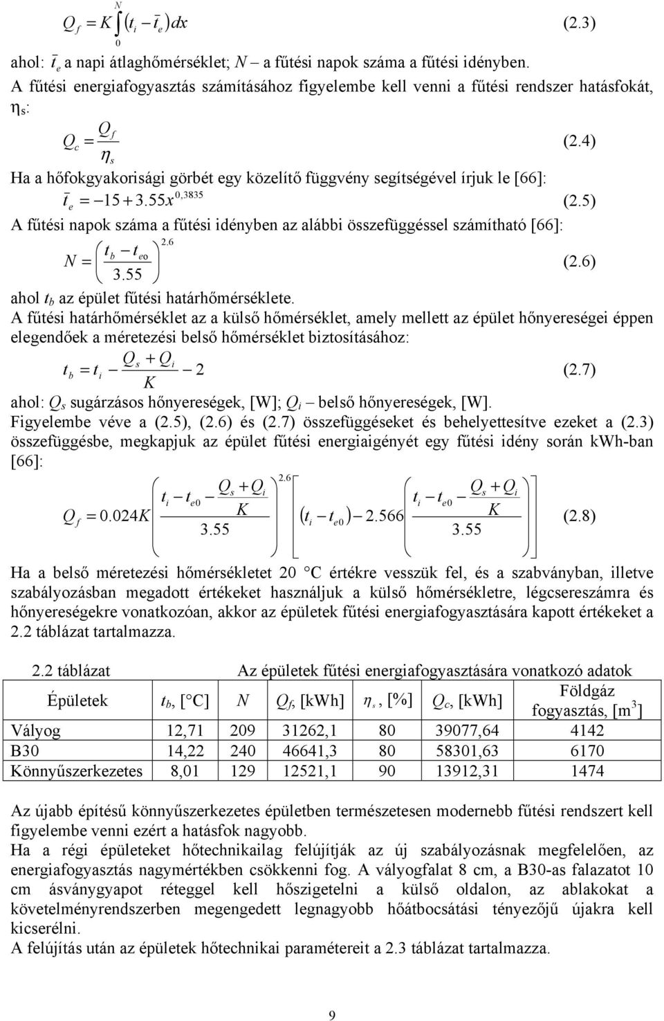 4) η s Ha a hőfokgyakorisági görbét egy közelítő függvény segítségével írjuk le [66]: 0,3835 t e = 15 + 3.55x (2.5) A fűtési napok száma a fűtési idényben az alábbi összefüggéssel számítható [66]: (2.