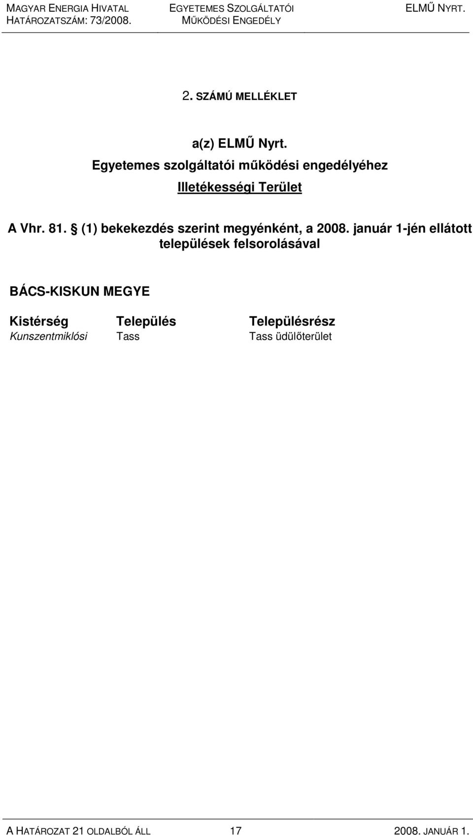 (1) bekekezdés szerint megyénként, a 2008.