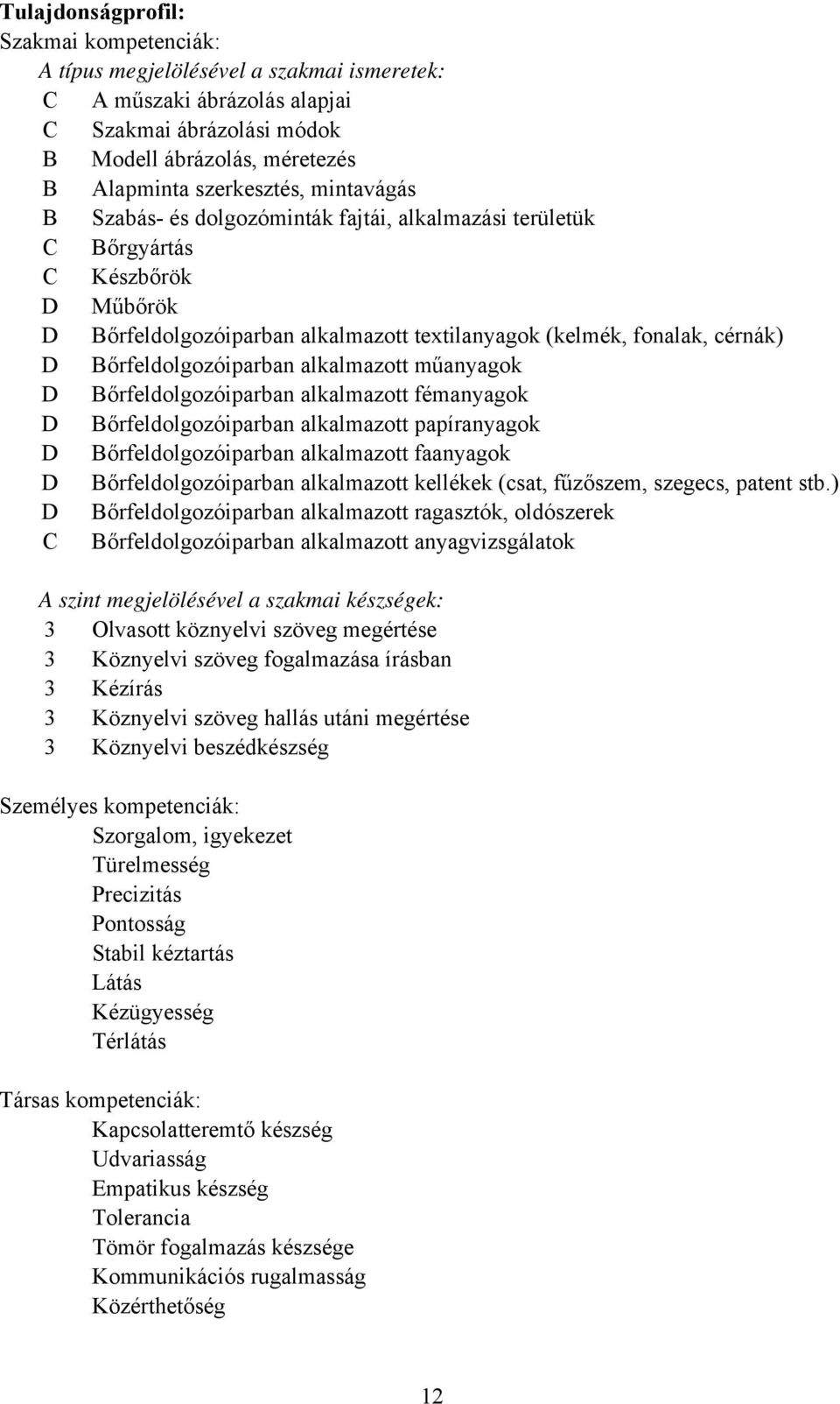 Bőrfeldolgozóiparban alkalmazott műanyagok D Bőrfeldolgozóiparban alkalmazott fémanyagok D Bőrfeldolgozóiparban alkalmazott papíranyagok D Bőrfeldolgozóiparban alkalmazott faanyagok D