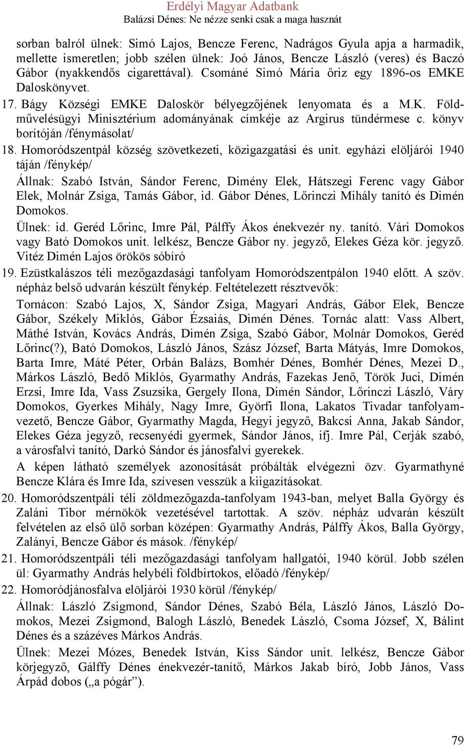 könyv borítóján /fénymásolat/ 18. Homoródszentpál község szövetkezeti, közigazgatási és unit.