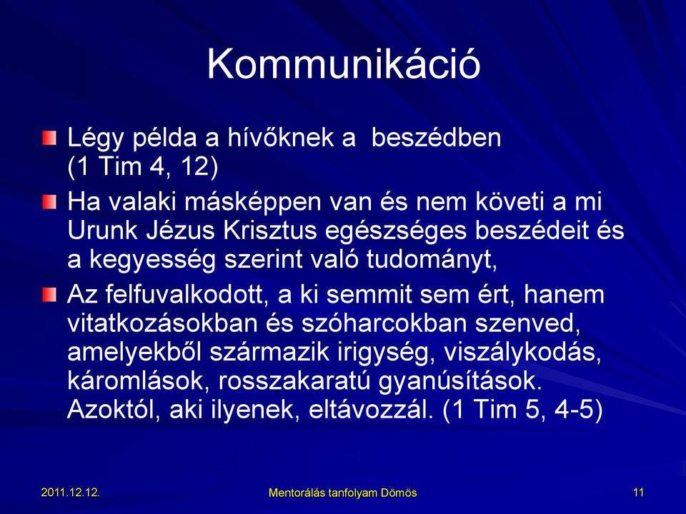 ért, hanem vitatkozásokban és szóharcokban szenved, amelyekből származik irigység, viszálykodás, káromlások,