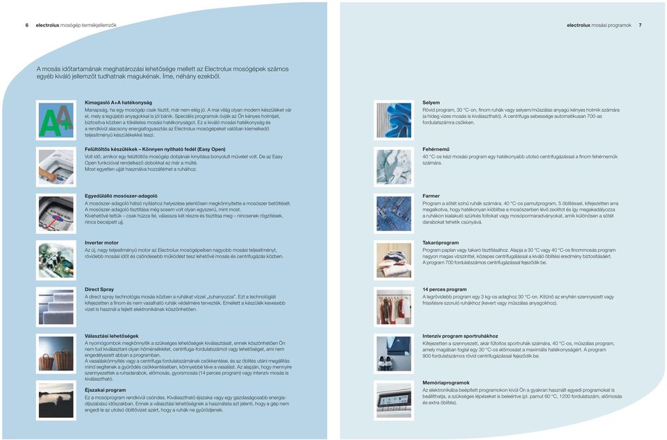 Speciális programok óvják az Ön kényes holmijait, biztosítva közben a tökéletes mosási hatékonyságot.