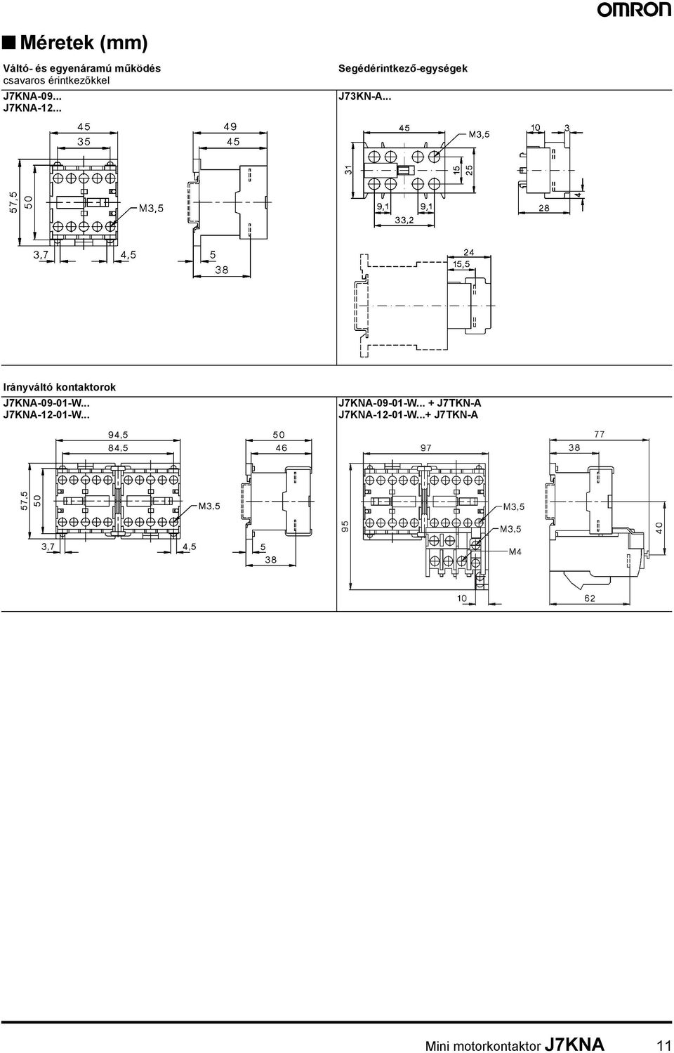 .. Irányváltó kontaktorok J7KNA-09-01-W... J7KNA-12-01-W.
