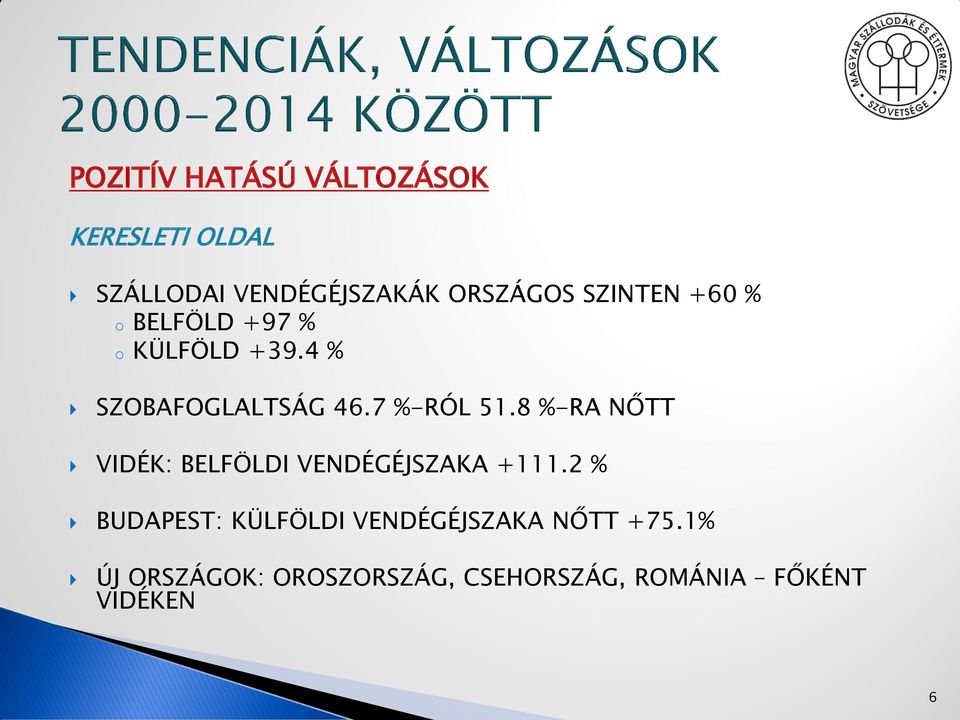 8 %-RA NŐTT VIDÉK: BELFÖLDI VENDÉGÉJSZAKA +111.