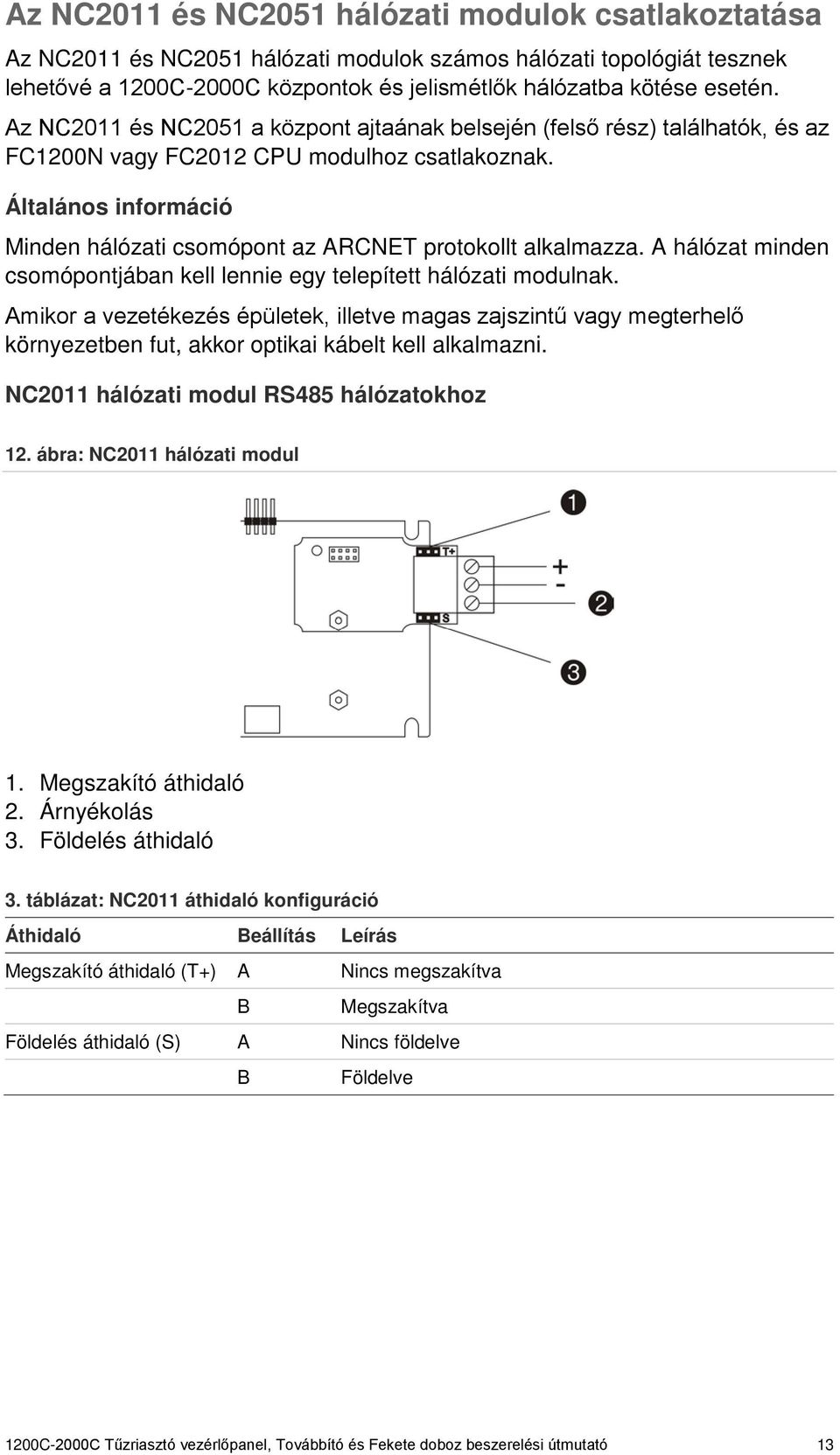 Általános információ Minden hálózati csomópont az ARCNET protokollt alkalmazza. A hálózat minden csomópontjában kell lennie egy telepített hálózati modulnak.