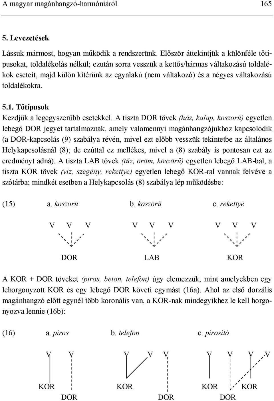 váltakozású toldalékokra. 5.1. Tőtípusok Kezdjük a legegyszerűbb esetekkel.