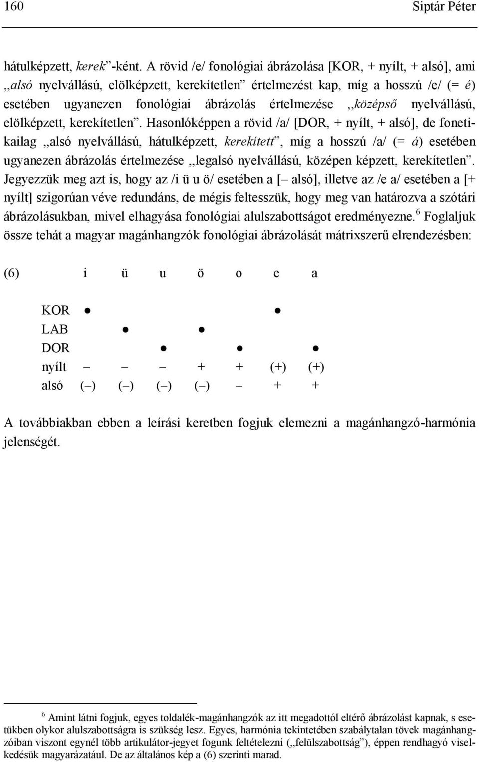 értelmezése,,középső nyelvállású, elölképzett, kerekítetlen.