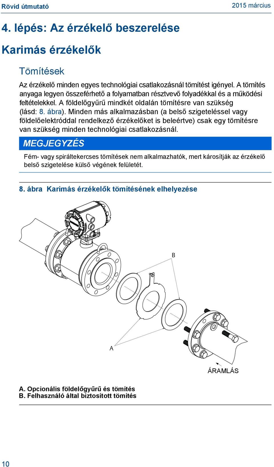 Minden más alkalmazásban (a belső szigeteléssel vagy földelőelektróddal rendelkező érzékelőket is beleértve) csak egy tömítésre van szükség minden technológiai csatlakozásnál.