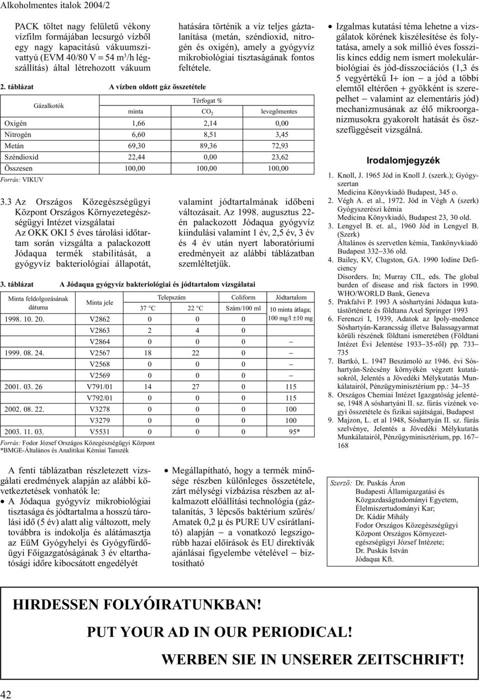 feltétele. Térfogat % minta CO 2 levegõmentes Oxigén 1,66 2,14 0,00 Nitrogén 6,60 8,51 3,45 Metán 69,30 89,36 72,93 Széndioxid 22,44 0,00 23,62 Összesen 100,00 100,00 100,00 Forrás: VIKUV 3.