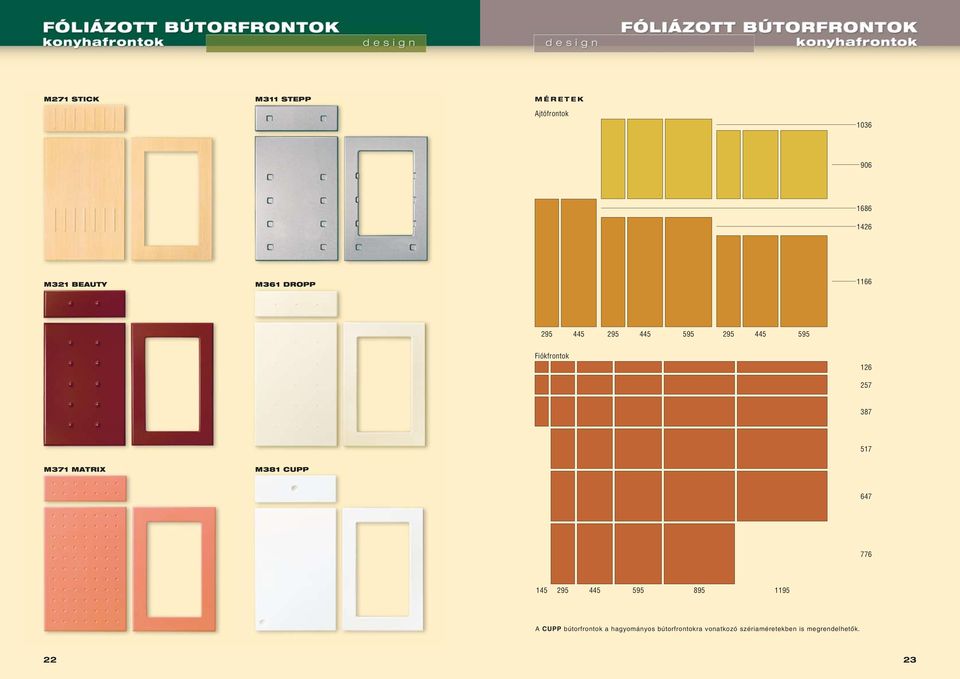 M371 MARIX M381 CPP 647 776 145 295 445 595 895 1195 A CPP bútorfrontok a