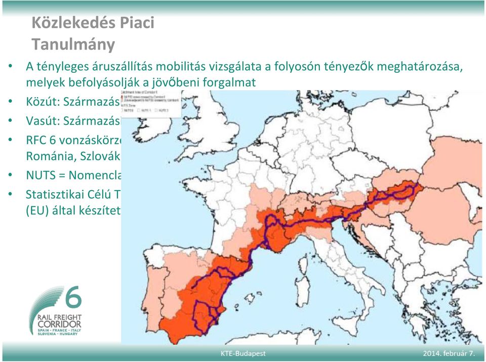 vonzáskörzete: NUTS2 zónák az RFC6 útvonalán+ ezek szomszédjai (pl.