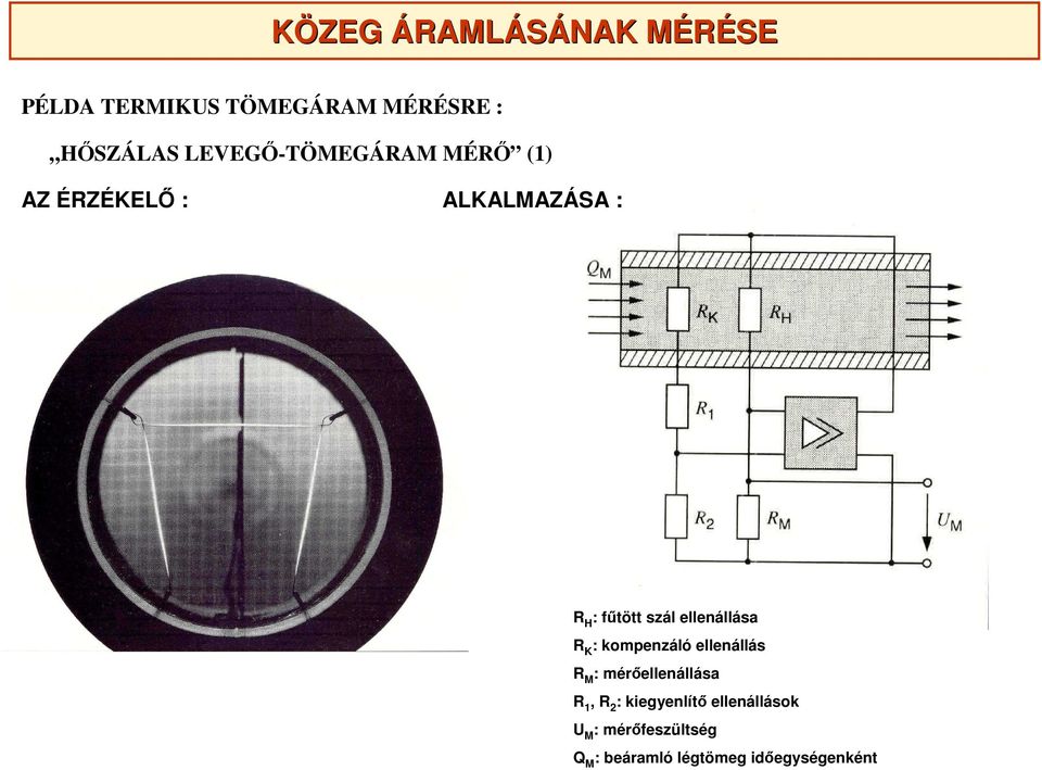 kompenzáló ellenállás R M : mérőellenállása R 1, R 2 : kiegyenlítő