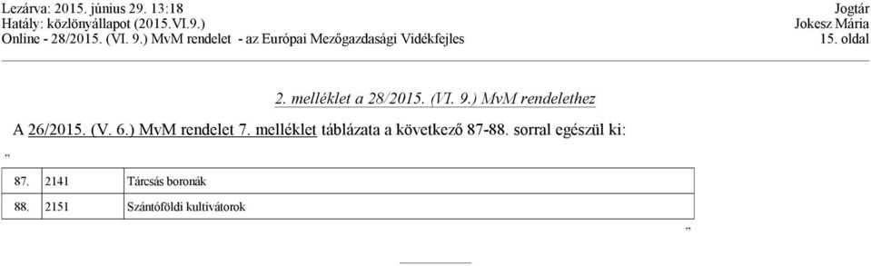 melléklet táblázata a következő 87-88.