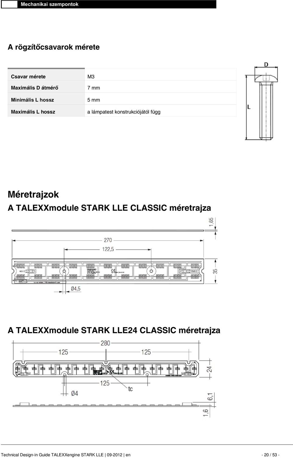 Méretrajzok A TALEXXmodule STARK LLE CLASSIC méretrajza A TALEXXmodule STARK