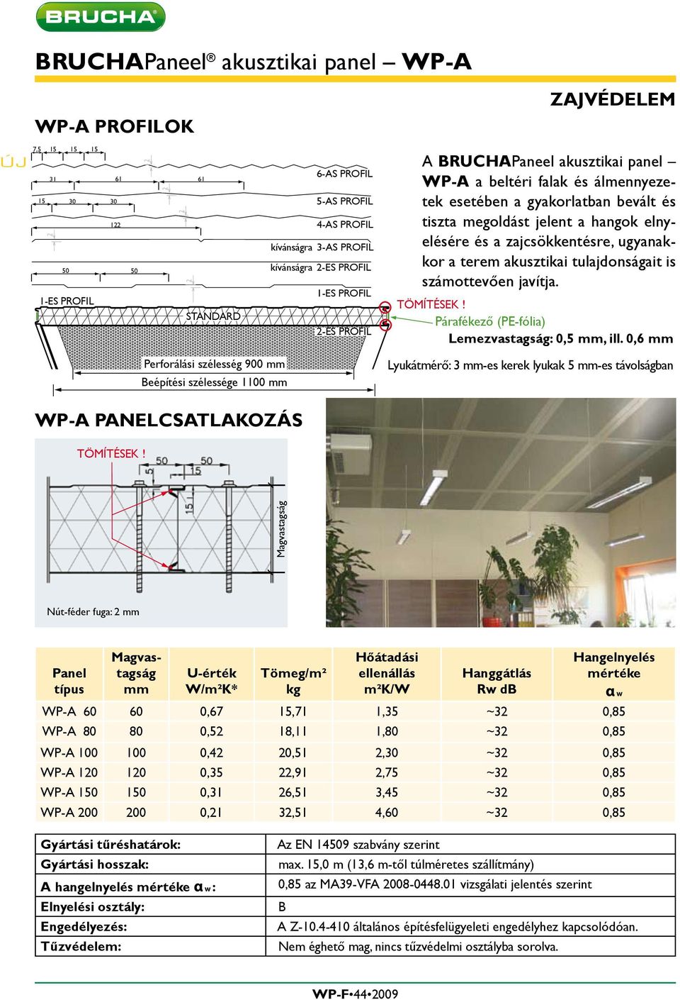 ugyanakkor a terem akusztikai tulajdonságait is számottevően javítja. Párafékező (PE-fólia) Lemezvastagság: 0,5 mm, ill.