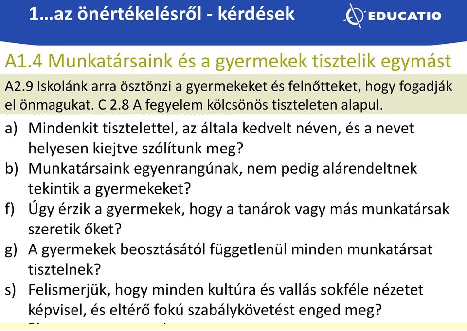 A fegyelem kölcsönös Inkluzív tiszteleten kultúrák kialakítása alapul. 3. a) A Mindenkit gyermekek Struktúrálják tisztelettel, segítik egymást.