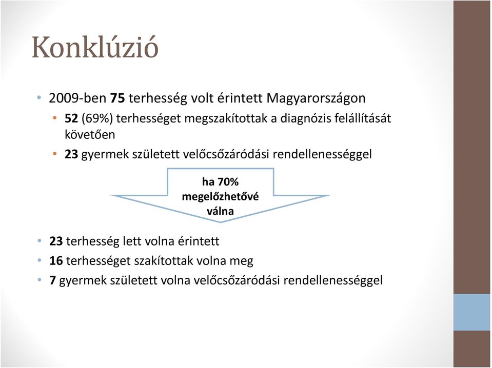 rendellenességgel 23 terhesség lett volna érintett ha 70% megelőzhetővé válna 16