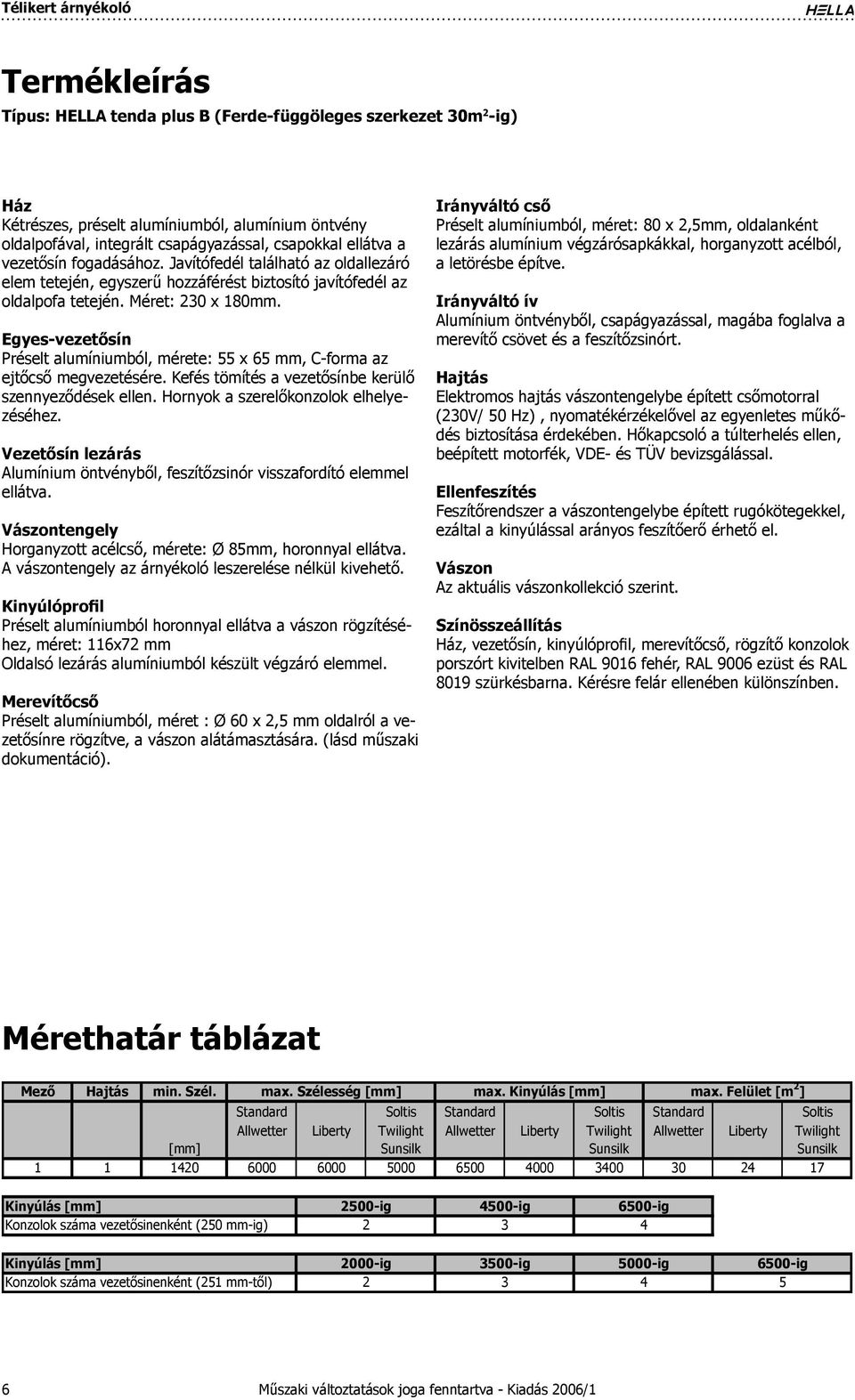 Egyes-vezetősín Préselt alumíniumból, mérete: 55 x 65 mm, C-forma az ejtőcső megvezetésére. Kefés tömítés a vezetősínbe kerülő szennyeződések ellen. Hornyok a szerelőkonzolok elhelyezéséhez.