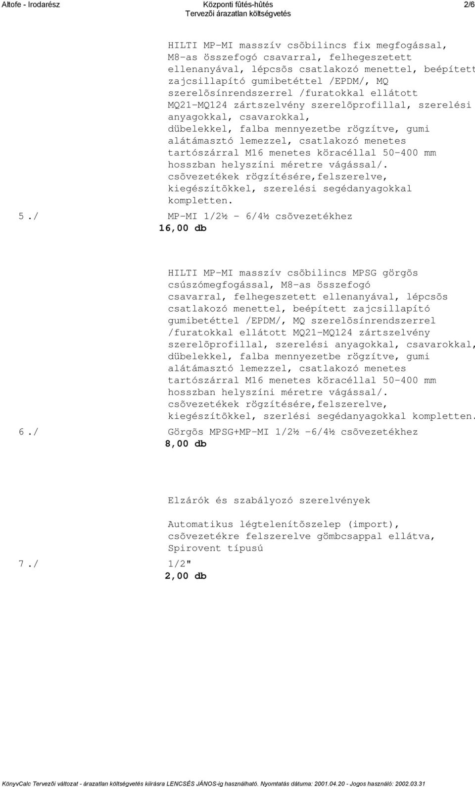 menetes tartószárral M16 menetes köracéllal 50