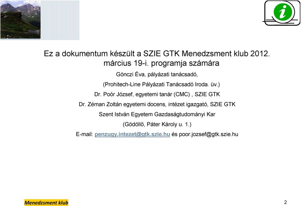 Poór József, egyetemi tanár (CMC), SZIE GTK Dr.