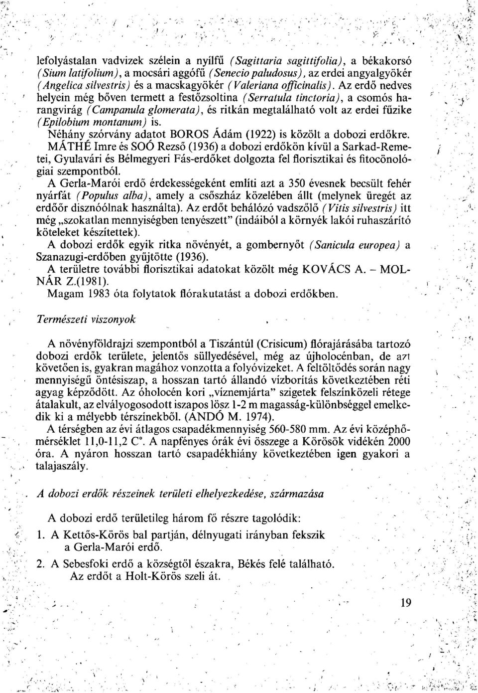 Az erdő nedves helyein még bőven termett a festőzsoltina (Serratula tinctoria), a csomós harangvirág (Campanula glomerata), és ritkán megtalálható volt az erdei füzike (Epilobium montanum) is.