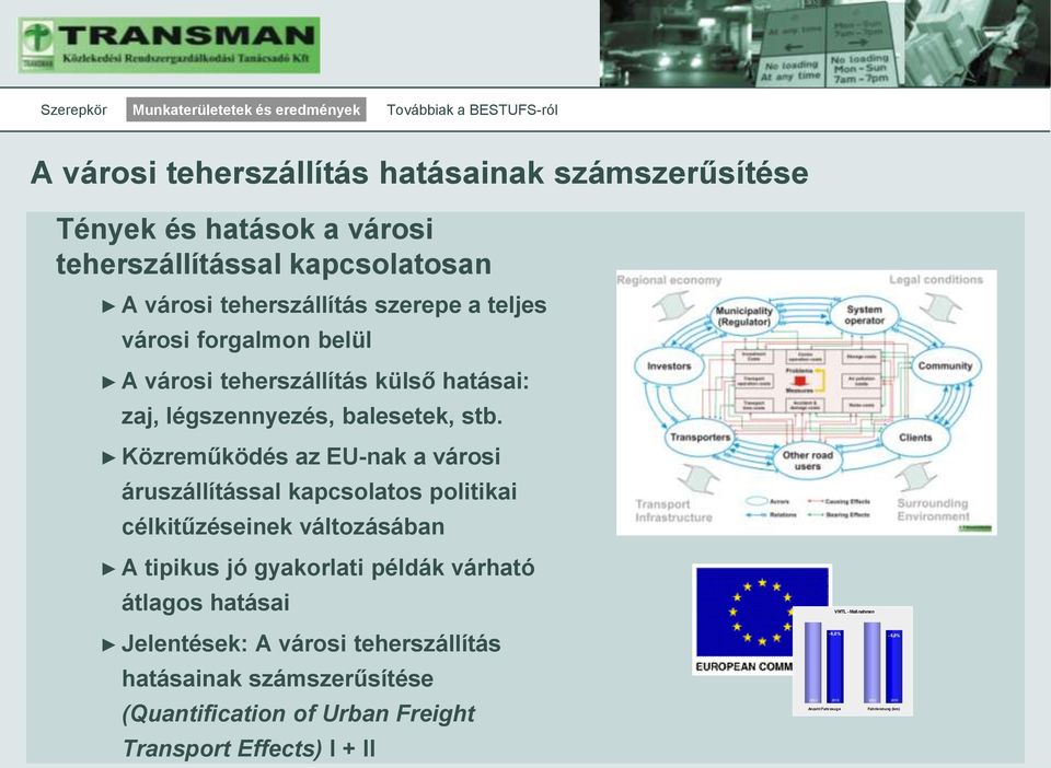 Közreműködés az EU-nak a városi áruszállítással kapcsolatos politikai célkitűzéseinek változásában A tipikus jó gyakorlati példák várható átlagos