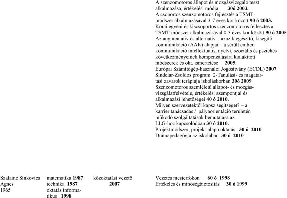 sérült emberi kommunikáció intellektuális, nyelvi, szociális és pszichés következményeinek kompenzálására kialakított módszerek és okt. ismertetése 2005.