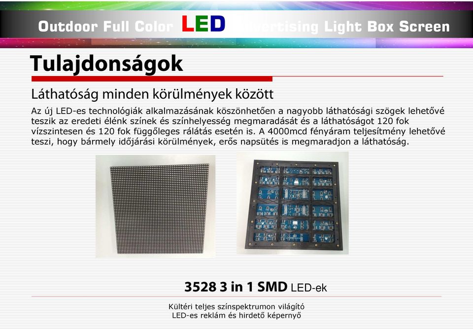 láthatóságot 120 fok vízszintesen és 120 fok függőleges rálátás esetén is.