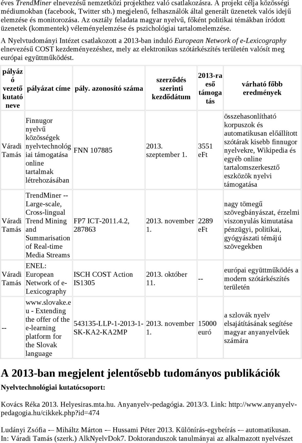 Az osztály feladata magyar nyelvű, főként politikai témákban íródott üzenetek (kommentek) véleményelemzése és pszichológiai tartalomelemzése.