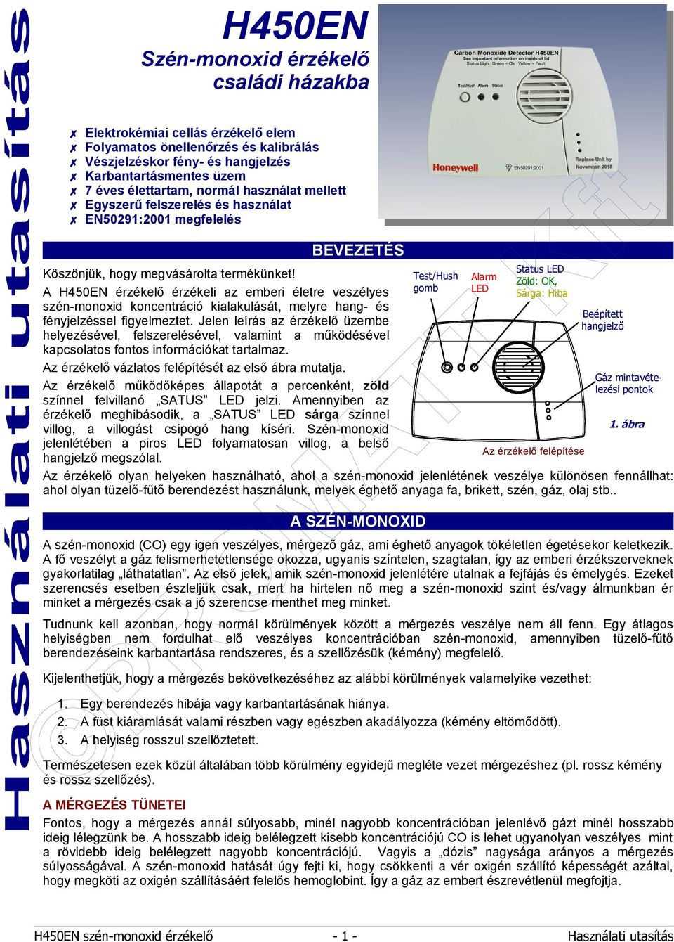 H450EN Szén-monoxid érzékelő családi házakba - PDF Free Download