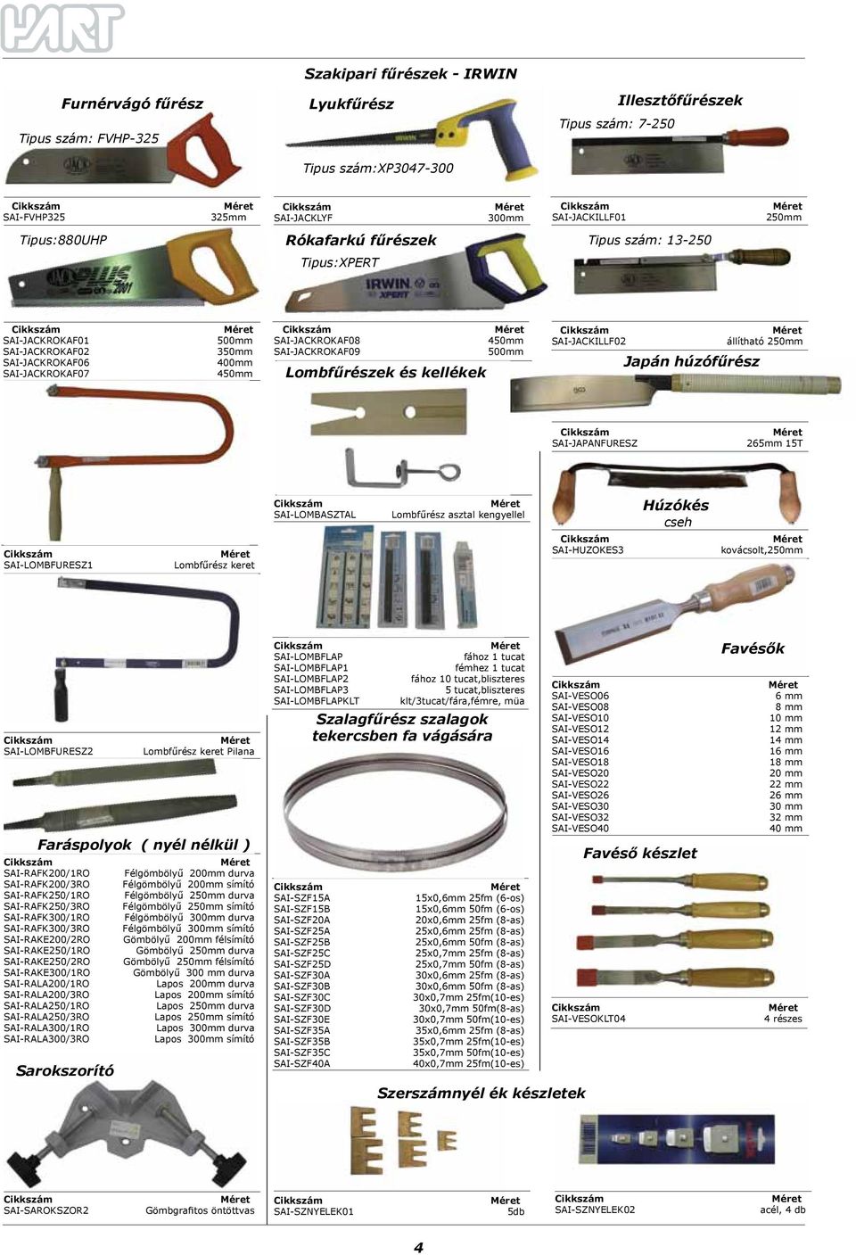 Lombfűrészek és kellékek SAI-JACKILLF02 állítható 250mm Japán húzófűrész SAI-JAPANFURESZ 265mm 15T SAI-LOMBFURESZ1 Lombfűrész keret SAI-LOMBASZTAL Lombfűrész asztal kengyellel SAI-HUZOKES3 Húzókés