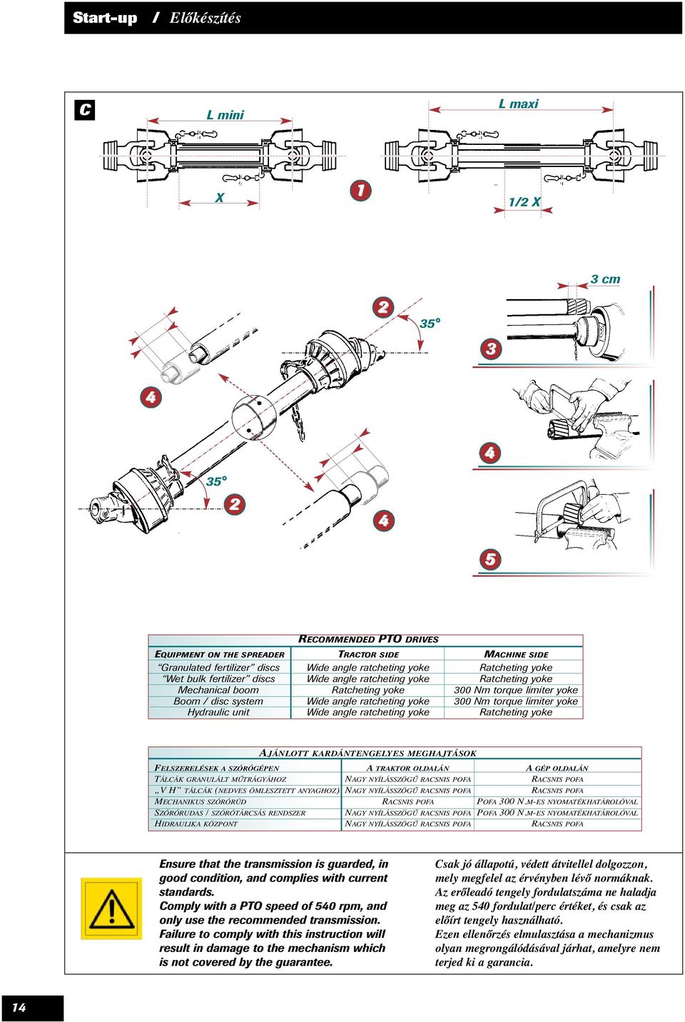 torque limiter yoke Hydraulic unit Wide angle ratcheting yoke Ratcheting yoke AJÁNLOTT KARDÁNTENGELYES MEGHAJTÁSOK FELSZERELÉSEK A SZÓRÓGÉPEN A TRAKTOR OLDALÁN A GÉP OLDALÁN TÁLCÁK GRANULÁLT