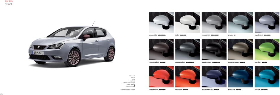 FR CG Reference /R/ Style /ST/ FR /FR/ CUPRA /C/ CONNECT Atomszürke /CG/ CONNECT KÉK /CB/ Alapfelszereltség ¹ 1 Nem elérhető Ibiza ST