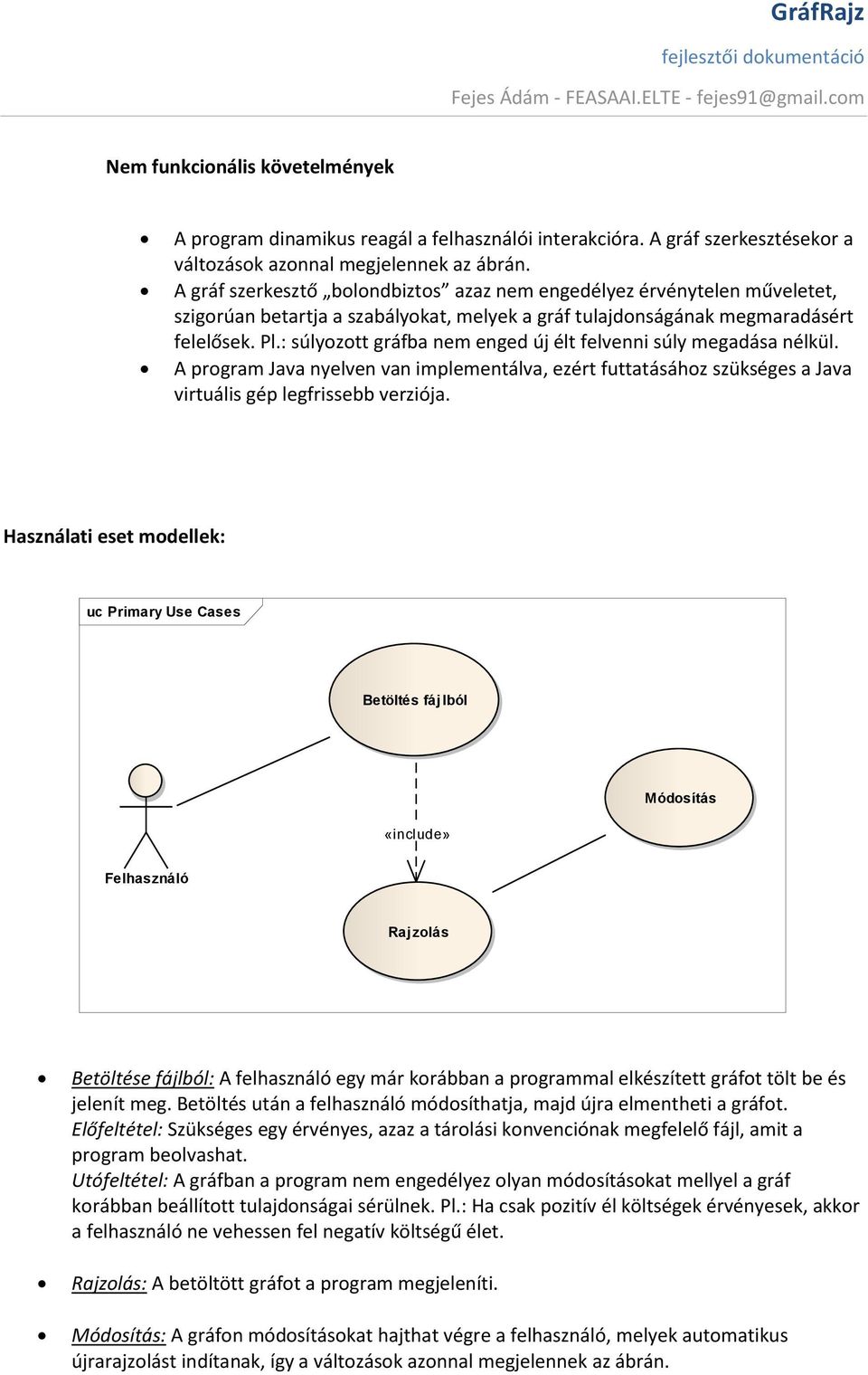 : súlyozott gráfba nem enged új élt felvenni súly megadása nélkül. A program Java nyelven van implementálva, ezért futtatásához szükséges a Java virtuális gép legfrissebb verziója.