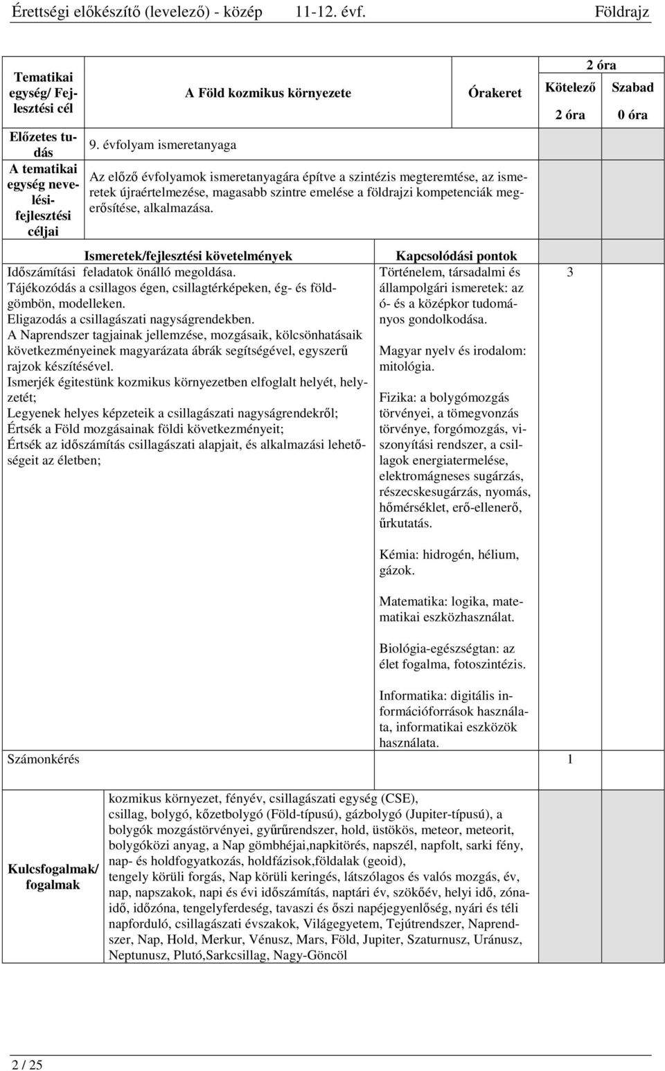 nevelésifejlesztéserősítése, alkalmazása. céljai Ismeretek/fejlesztési követelmények Időszámítási feladatok önálló megoldása.