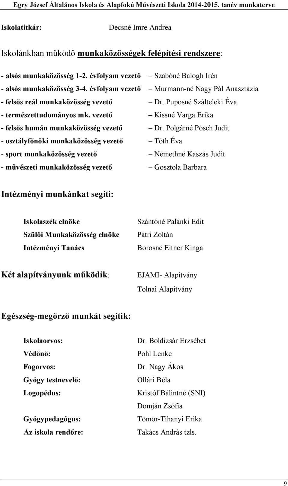 Egry József Általános Iskola és Alapfokú Művészeti Iskola. munkaterve 2014/  PDF Ingyenes letöltés